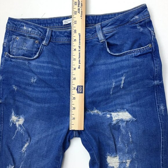 Zara Women's Straight Leg Ankle Jeans Distressed Fringe Hems size 6 - Picture 4 of 10